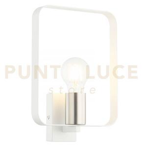 Applique a parete smith bianca e nickel 1 luce attacco e27 19,5x6x2