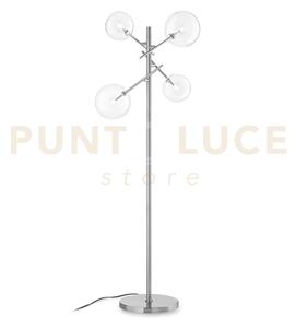 Equinoxe lampada da terra cromo e trasparente in vetro 4 luci attac