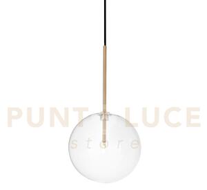 Equinoxe sospensione in vetro trasparente e ottone antico 1 luce at
