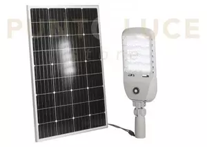 Faro solare stradale led iperion silver 50w 9000lm 4000k pannello s