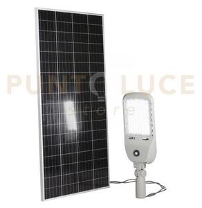 Faro solare stradale led iperion silver 50w 13500lm 4000k pannello 