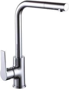Miscelatore monocomando - Rubinetto per lavabo, rubinetto per cucina - Regolazione dell'acqua - Design piatto, girevole - 1 foro - Cromo