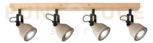 Applique a parete kisa grigia e legno 4 luci attacco gu10 70x8x15,9cm