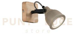 Applique a parete kisa grigia e legno 1 luce attacco gu10 10x15,9x1