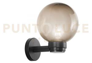 Applique polly sfera grigia montatura nera 1 luce attacco e27 ip44 