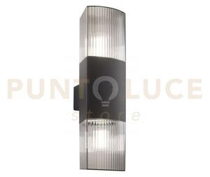 Applique biemissione dark antracite e fume' 2 luci attacco e27 ip54