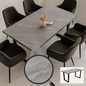 Tavolo da pranzo HWC-O61, tavolo da cucina e da pranzo, stile industriale in MDF e metallo, 160x90 cm ~ effetto marmo grigio