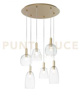 Lampadario a sospensione brandy oro 6 luci attacco e14 60x50x150cm 