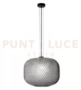 Lampadario a sospensione ashford sferica fume' 1 luce attacco e27 4