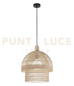 Lampadario a sospensione sibilla legno naturale 1 luce attacco e27 