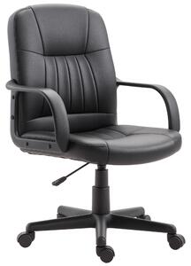 Sedia da Ufficio Ergonomica e Girevole, Poltrona da Ufficio con Altezza Regolabile in Pelle finta 60x60x94-103cm Nero