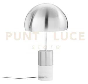 Lampada da tavolo igea nickel con marmo 2 luci attacco e14 30x30x51