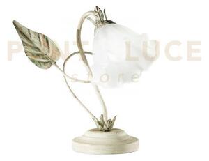 Lume isotta avorio 1 luce attacco e14 22x29cm in metallo con fiori 