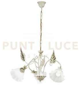Lampadario isotta avorio 3 luci attacco e14 60x80cm in metallo con 