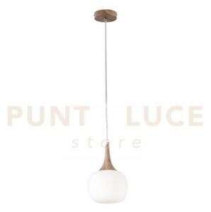Lampadario a sospensione jaipur bianca finto legno e vetro 1 luce a