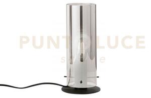 Lumetto magic nero e fume' 1 luce attacco e27 13x13x23cm in vetro e