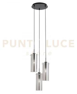 Lampadario a sospensione magic nera e fume' 3 luci attacco e27 27,3