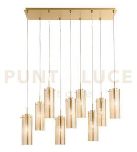 Lampadario a sospensione magic oro e ambra 9 luci attacco e27 90x30