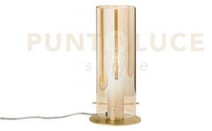 Lumetto magic oro e ambra 1 luce attacco e27 13x13x23cm in vetro e 