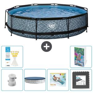 Piscina fuori terra - Design effetto pietra - 360x76 cm - 5 pezzi - Modello S223