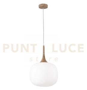 Lampadario a sospensione jaipur bianca e finto legno e vetro 1 luce