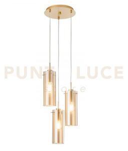 Lampadario a sospensione magic oro e ambra 3 luci attacco e27 27,3x