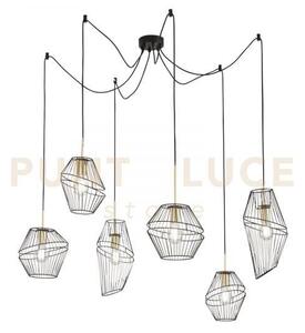 Lampadario a sospensione kiko nera e oro 6 luci attacco e27 65x250c