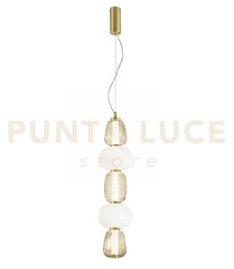 Lampadario a sospensione led totem oro 40w 4000lm 3000k 17x241cm in