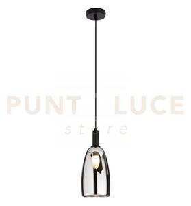Lampadario a sospensione weizen vetro cromo struttura nera 1 luce a