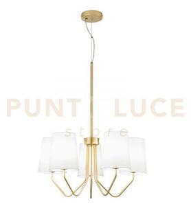 Lampadario a sospensione sally oro 5 luci attacco e14 60x150cm in m