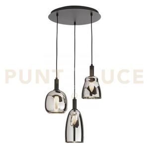 Lampadario a sospensione weizen vetro cromo struttura nera 3 luci a