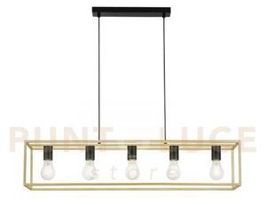 Lampadario a sospensione kimera nera e oro satinato 5 luci attacco 