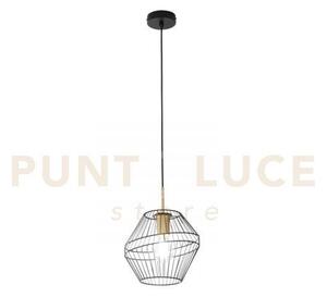 Lampadario a sospensione kiko nera e oro 1 luce attacco e27 25x25x1