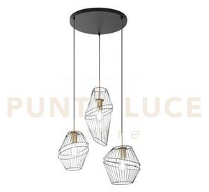 Lampadario a sospensione kiko nera e oro 3 luci attacco e27 42x40x1