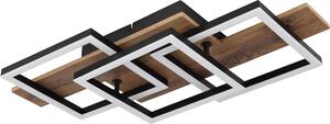 Plafoniera LED, nero opaco, effetto legno, L 58 cm