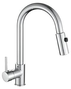 SolidKeus - Rubinetto da cucina estraibile, cromato, con rotazione a 360° e 3 livelli di flusso