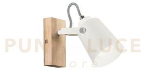 Applique a parete eda bianca e legno 1 luce attacco e14 15,9x12,3x1