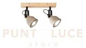 Applique a parete kisa grigia e legno 2 luci attacco gu10 30x8x15,9cm
