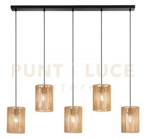 Lampadario a sospensione tropikana legno intrecciato 5 luci attacco