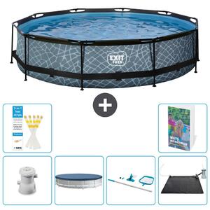 Piscina fuori terra - Design effetto pietra - 360x76 cm - 5 pezzi - Modello S241