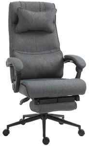 Sedia da Ufficio Ergonomica ad Altezza Regolabile con Braccioli e Poggiapiedi, 66x70x115-123 cm, Grigia
