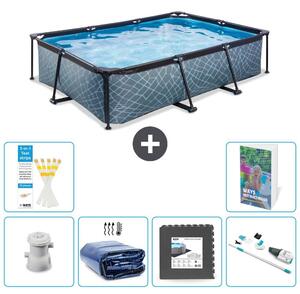 Piscina fuori terra rettangolare - aspetto pietra - 300x200x65 cm - composta da 5 elementi - modello S315