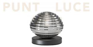 Lumetto ripple nero e cromo 1 luce attacco e27 18x18x16,5cm in vetr