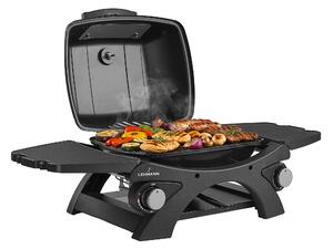 Barbecue a gas LEHMANN, barbecue da tavolo portatile a gas con 2 bruciatori, termometro, ripiani laterali ribaltabili, superficie di cottura di 1638 cm²
