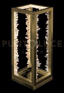 Lampada da tavolo rettangolare quartz halo, oro satinato, led 30w, 