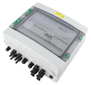 Scatola di combinazione fotovoltaica - Scatola per l'energia solare - Organizzazione dei pannelli solari - 4 ingressi per stringhe - 300x260x140 mm - Grigio