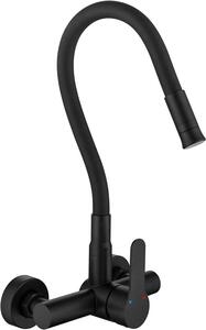 Rubinetto da cucina - Miscelatore - Montaggio a parete - Bocchetta flessibile a 360° - 1,55 kg - Nero opaco