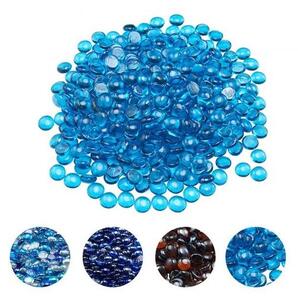 Vetro per caminetto 9 kg - Rocce di vetro 19 mm per caminetto - Vetro per caminetto blu caraibico - Pietre di vetro per caminetto