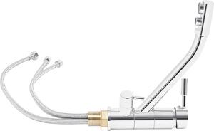 Rubinetto da cucina a 3 vie per filtro dell'acqua - 3 in 1 per osmosi inversa - Ruotabile a 360° - Due maniglie - Montaggio a vista - Ottone - G3/8 - Argento