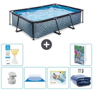Piscina fuori terra rettangolare - aspetto pietra - 300x200x65 cm - composta da 5 elementi - modello S345